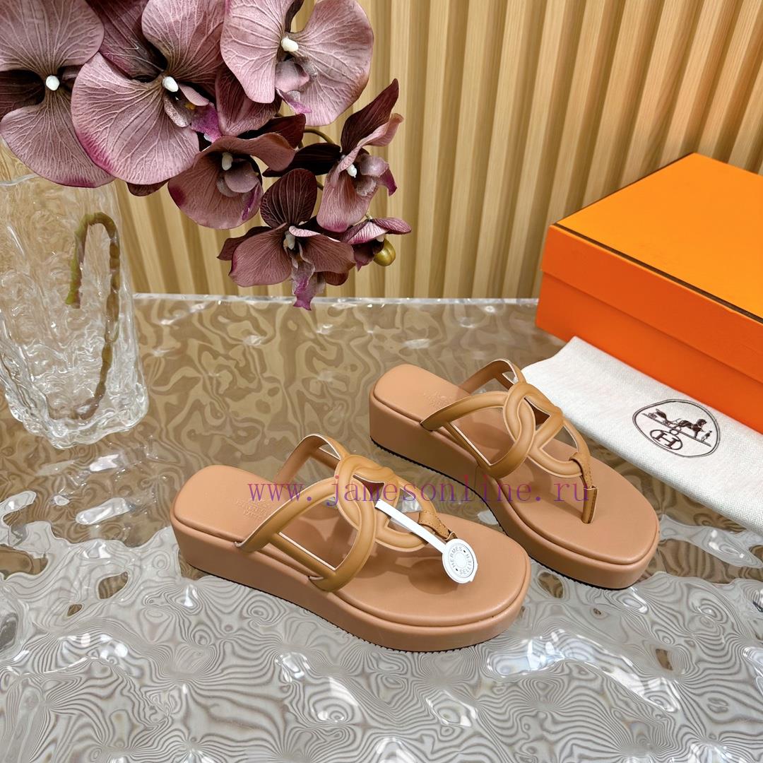 Top Notch Heel Hemers 2024 SS Hermes Early Spring New Clip On Thick Soled Slippers With Genuine nzvoqukm - Image 6