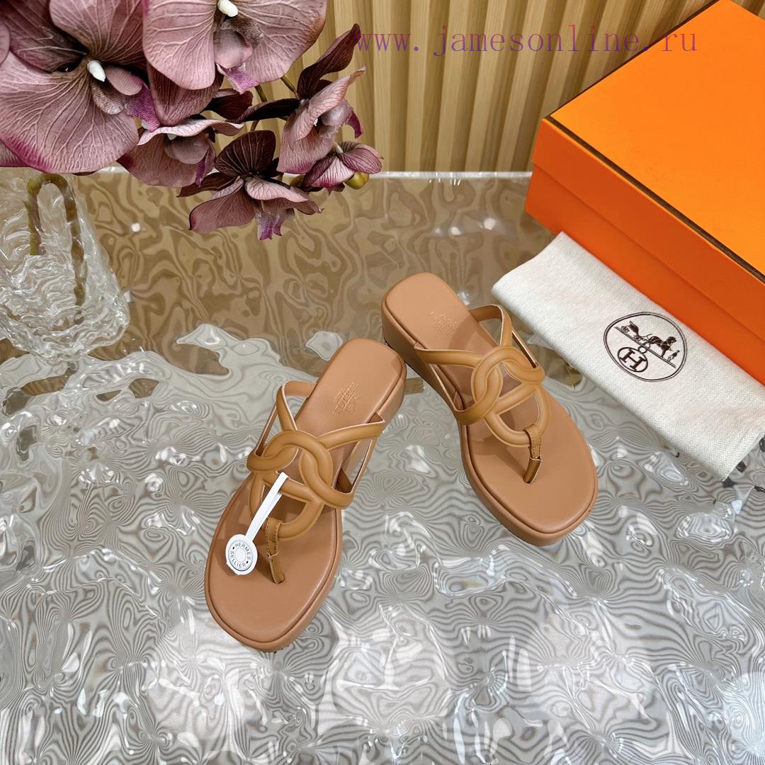 Top Notch Heel Hemers 2024 SS Hermes Early Spring New Clip On Thick Soled Slippers With Genuine nzvoqukm - Image 7