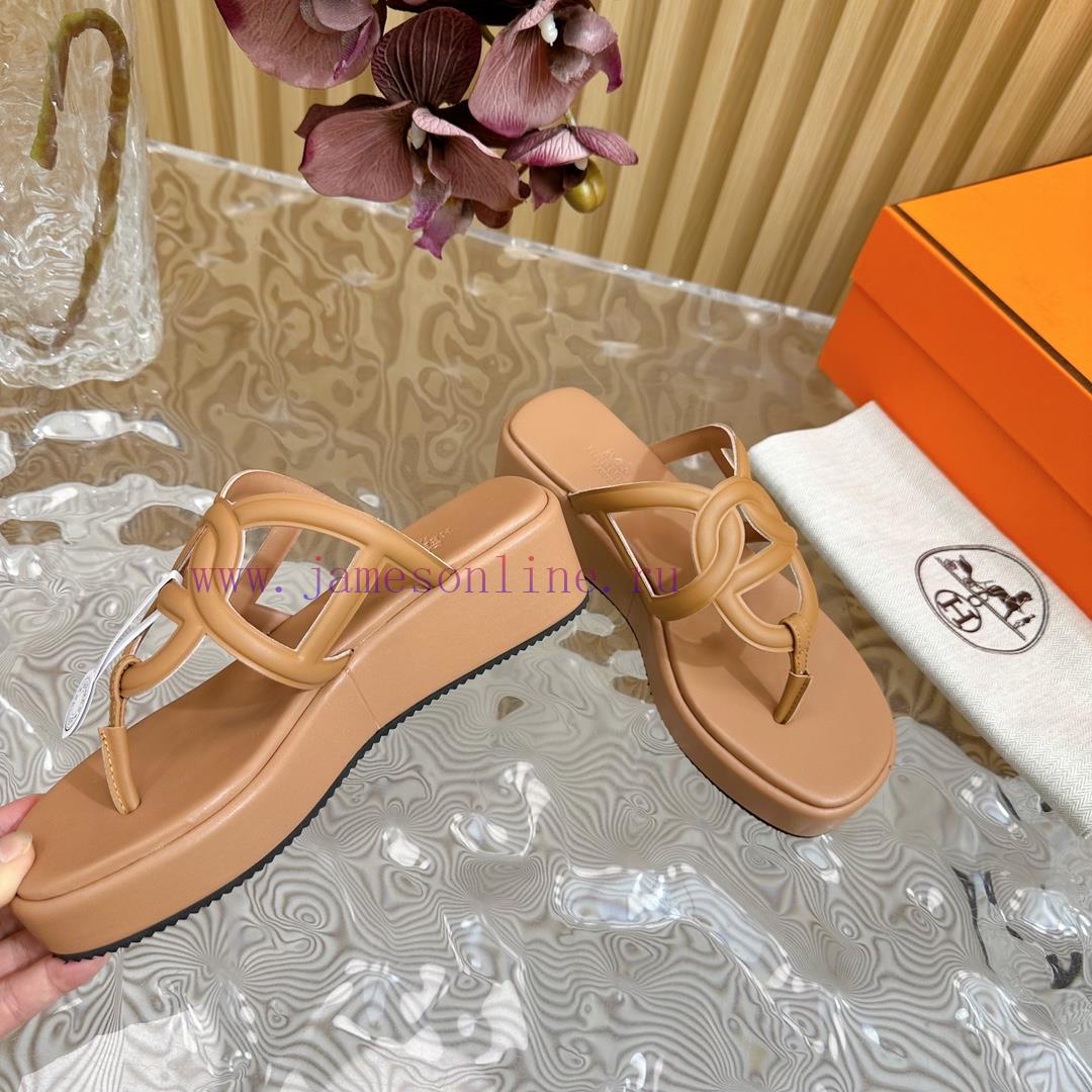 Top Notch Heel Hemers 2024 SS Hermes Early Spring New Clip On Thick Soled Slippers With Genuine nzvoqukm - Image 8
