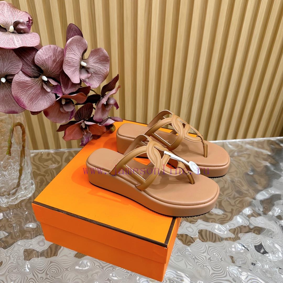 Top Notch Heel Hemers 2024 SS Hermes Early Spring New Clip On Thick Soled Slippers With Genuine nzvoqukm - Image 12