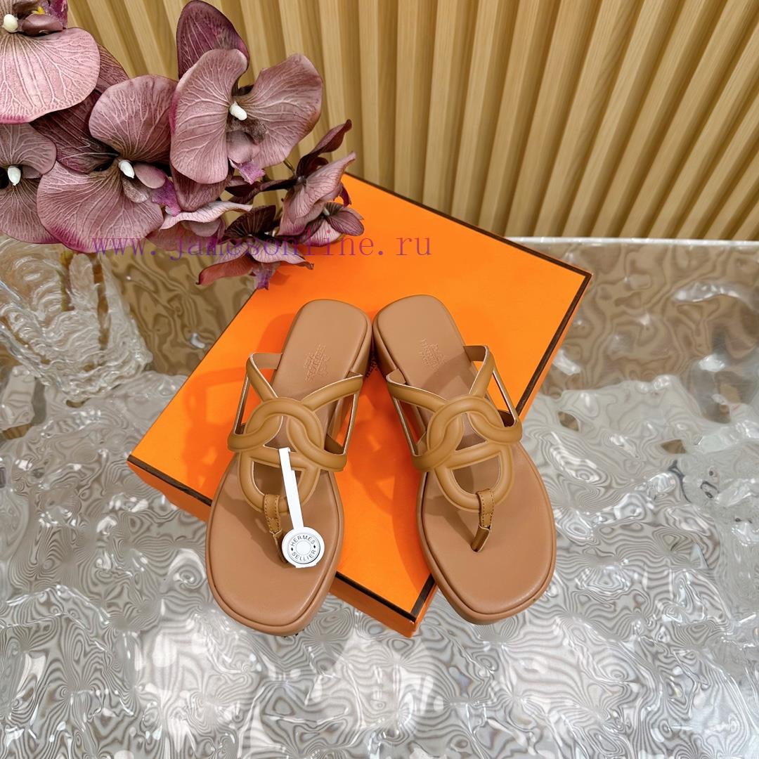 Top Notch Heel Hemers 2024 SS Hermes Early Spring New Clip On Thick Soled Slippers With Genuine nzvoqukm - Image 13