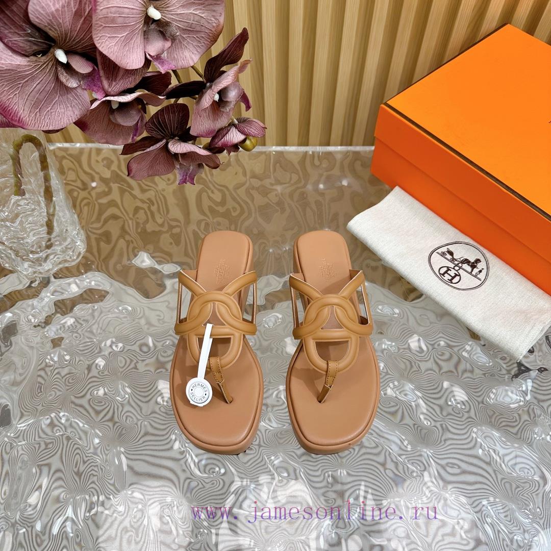 Top Notch Heel Hemers 2024 SS Hermes Early Spring New Clip On Thick Soled Slippers With Genuine nzvoqukm - Image 14