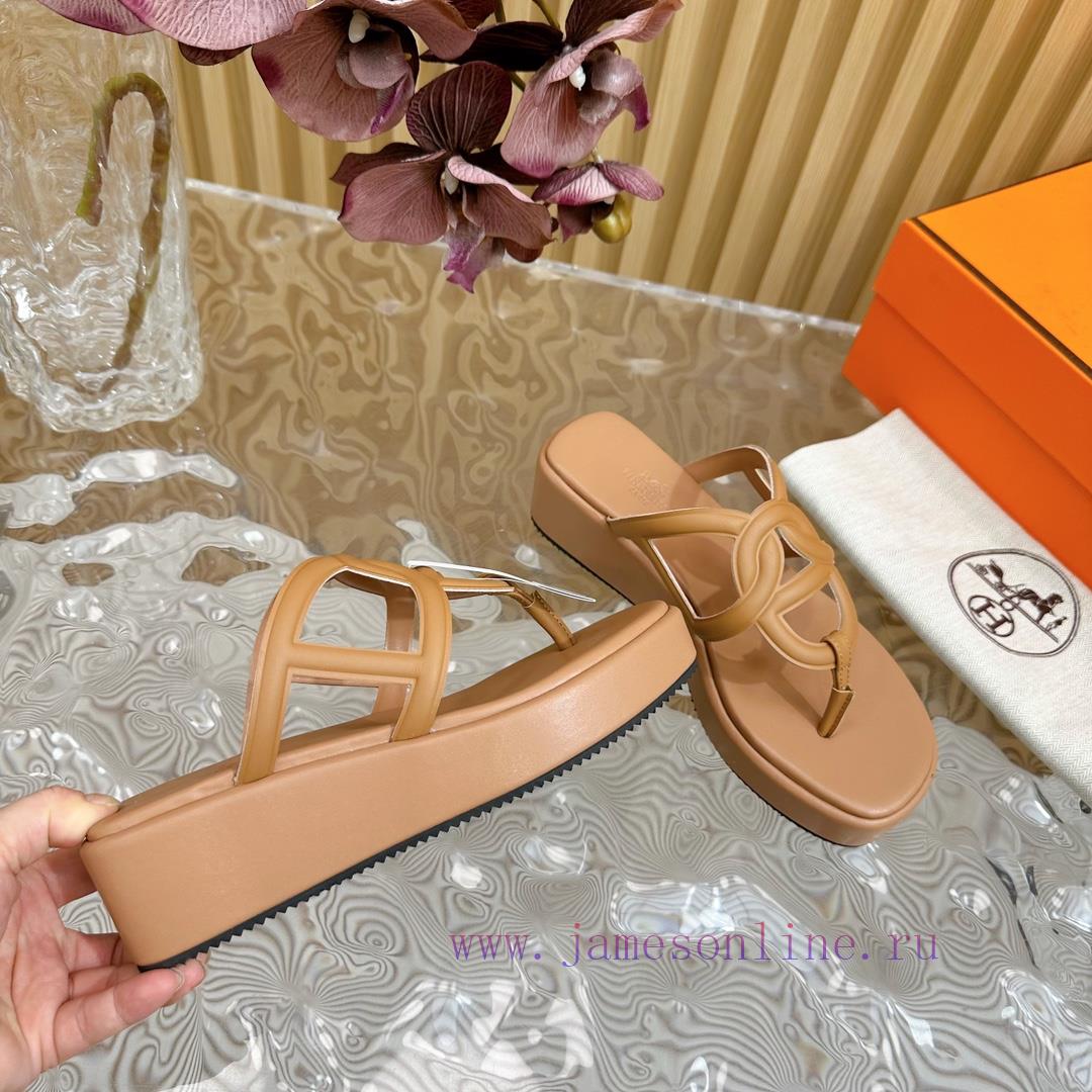 Top Notch Heel Hemers 2024 SS Hermes Early Spring New Clip On Thick Soled Slippers With Genuine nzvoqukm - Image 18