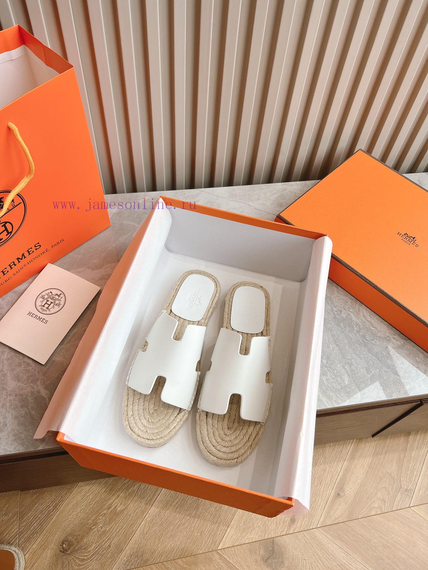 Top TierHermes 2024 Antigua Grass Woven Slippers - Made Of Genuine Leather With A Large Sole An ixbeysc8 - Image 2
