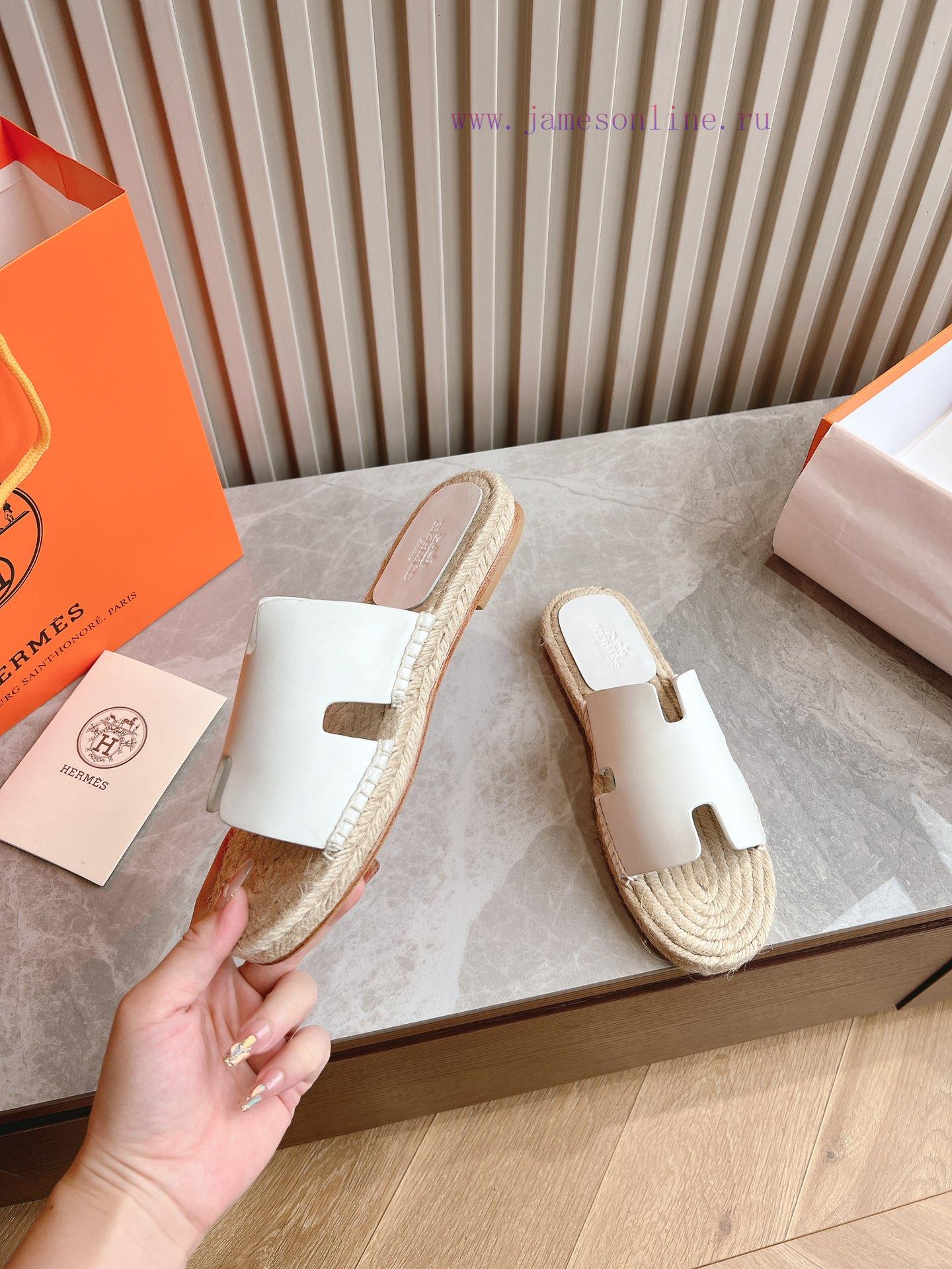 Top TierHermes 2024 Antigua Grass Woven Slippers - Made Of Genuine Leather With A Large Sole An ixbeysc8 - Image 5
