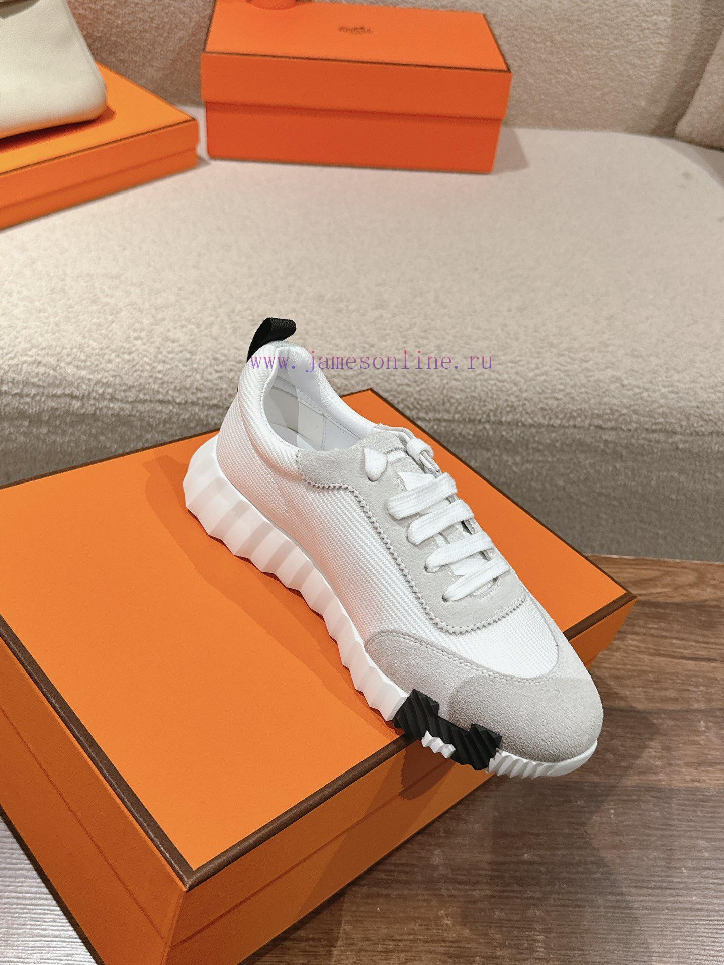 Hermes 2024 Spring/Summer Classic Couple's Bouncing Casual Lace Versatile Sneakers Hermes Thick 15scle6y - Image 5