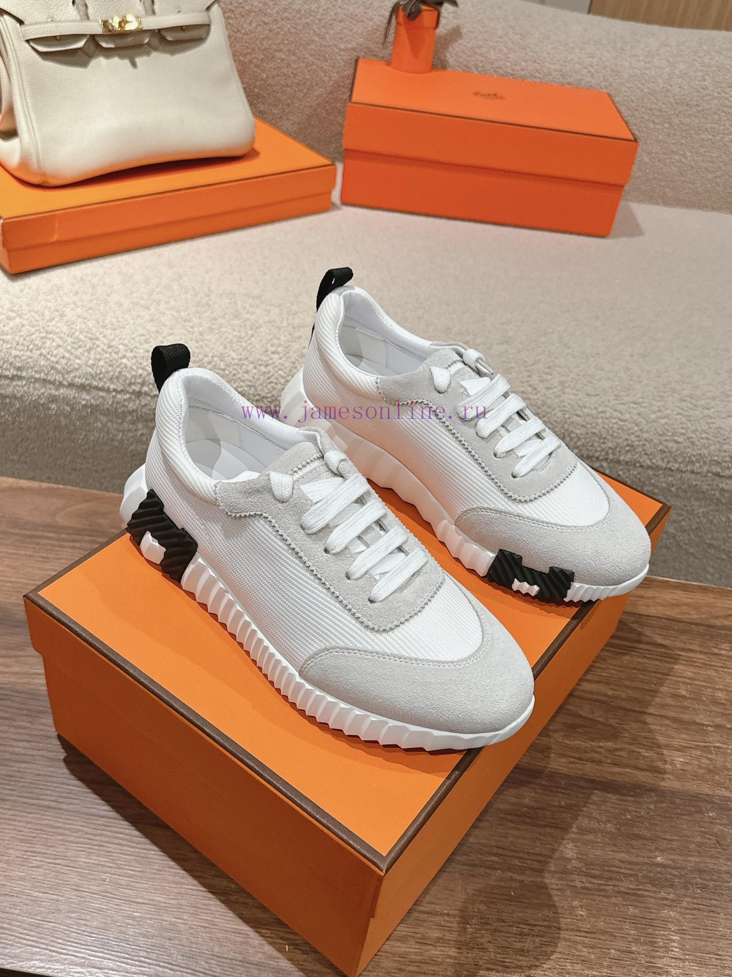 Hermes 2024 Spring/Summer Classic Couple's Bouncing Casual Lace Versatile Sneakers Hermes Thick 15scle6y - Image 6