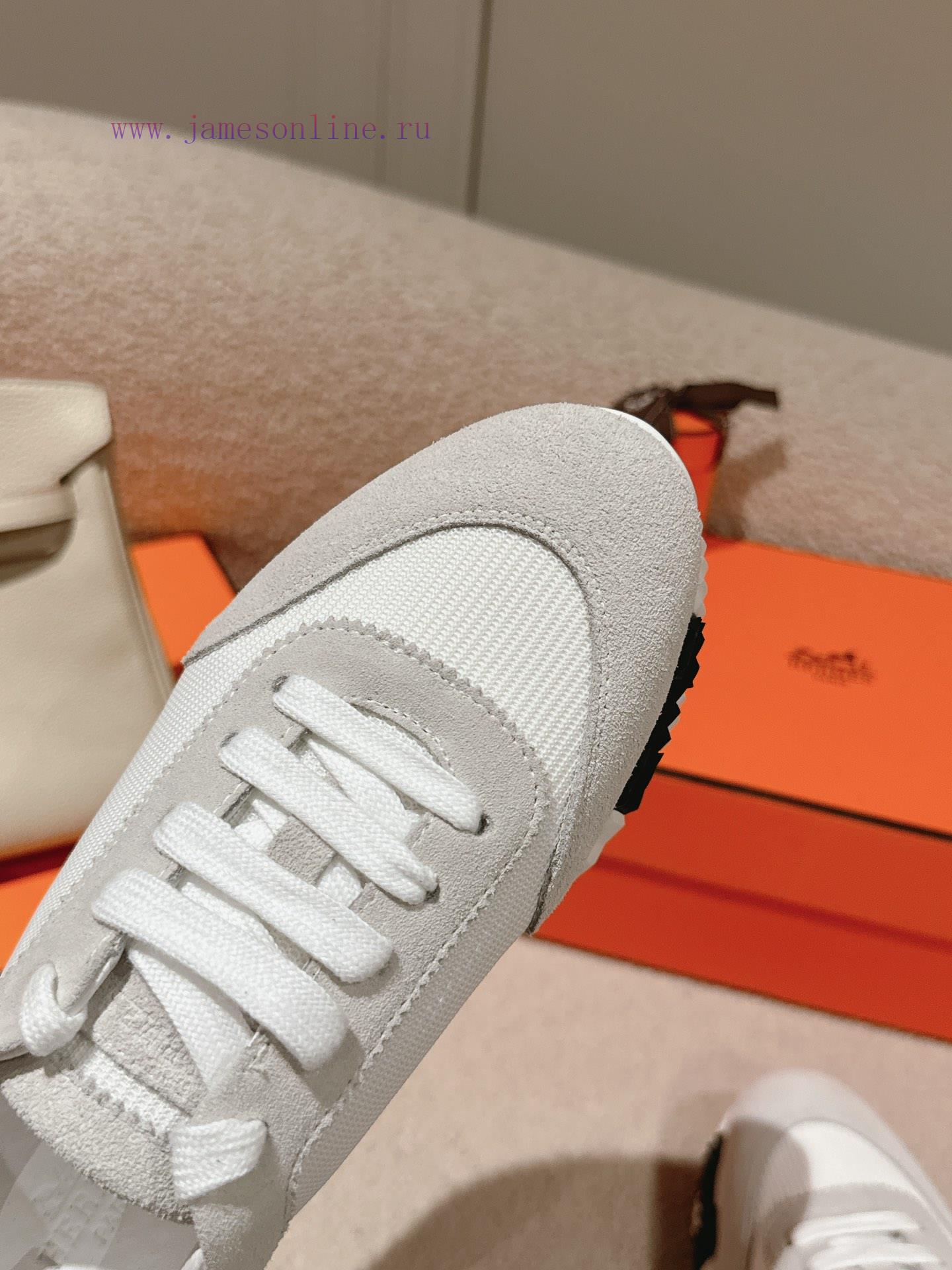 Hermes 2024 Spring/Summer Classic Couple's Bouncing Casual Lace Versatile Sneakers Hermes Thick 15scle6y - Image 8