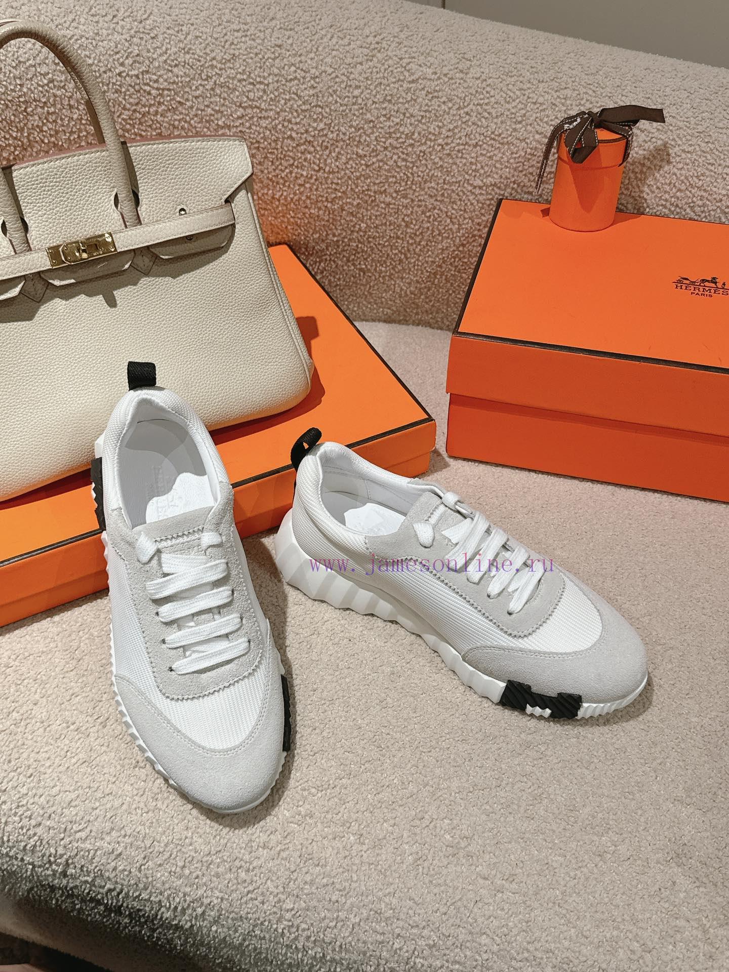 Hermes 2024 Spring/Summer Classic Couple's Bouncing Casual Lace Versatile Sneakers Hermes Thick 15scle6y - Image 13