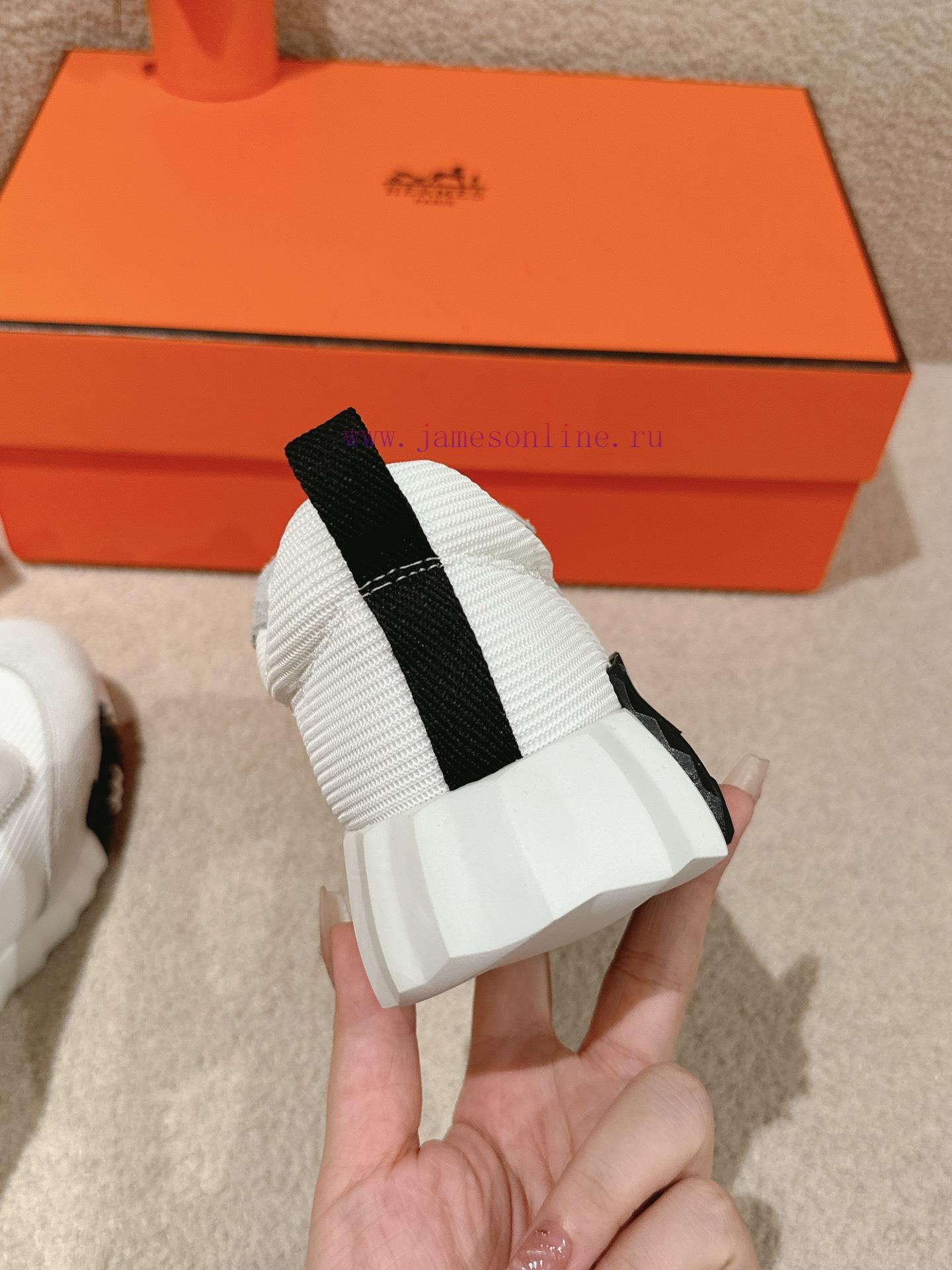 Hermes 2024 Spring/Summer Classic Couple's Bouncing Casual Lace Versatile Sneakers Hermes Thick 15scle6y - Image 18