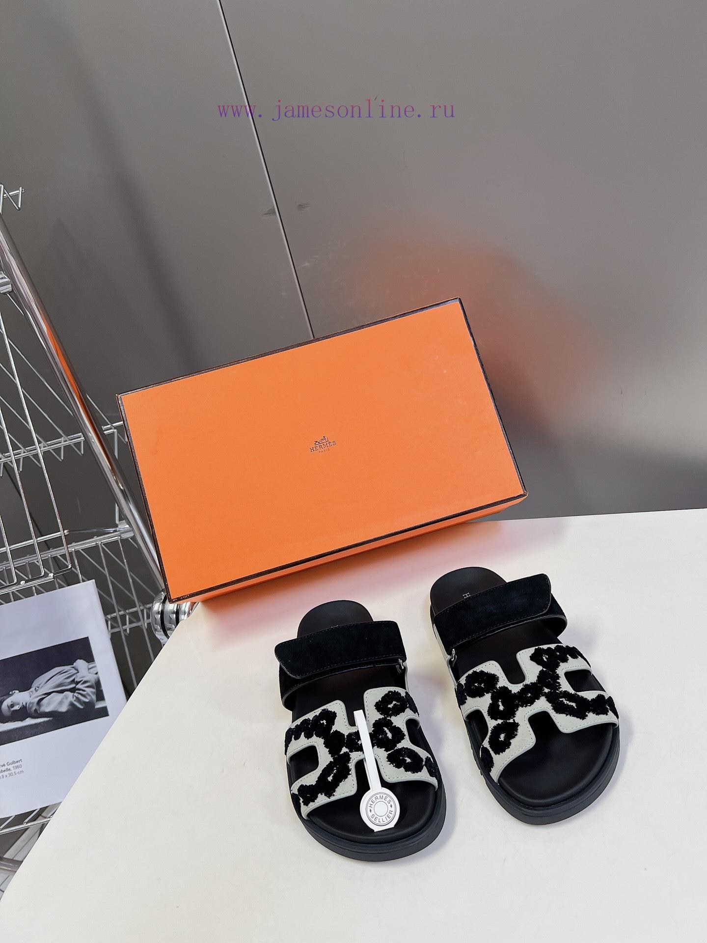Hermes Spring/Summer Classic Second Uncle Slippers Chypre Ugly Cute Second Uncle Slippers - Old an31c71d