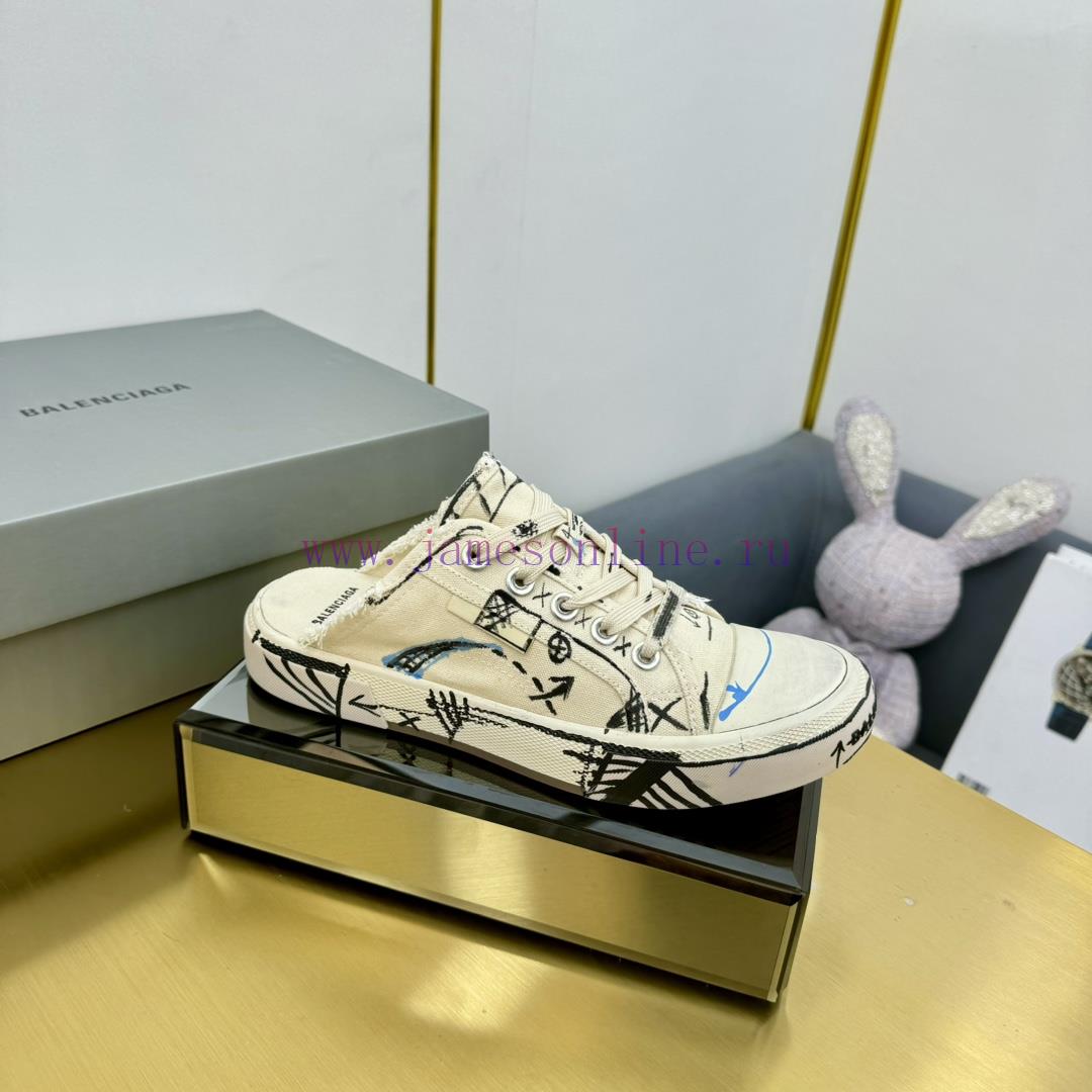 Graffiti Couple Style - BALENCIAGABalenciaga Half Dragged Vintage Casual Shoes Board Shoes New 5gt77vbq