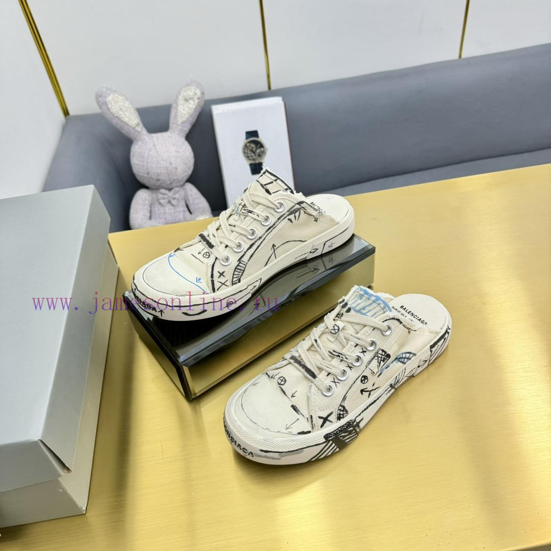 Graffiti Couple Style - BALENCIAGABalenciaga Half Dragged Vintage Casual Shoes Board Shoes New 5gt77vbq - Image 3