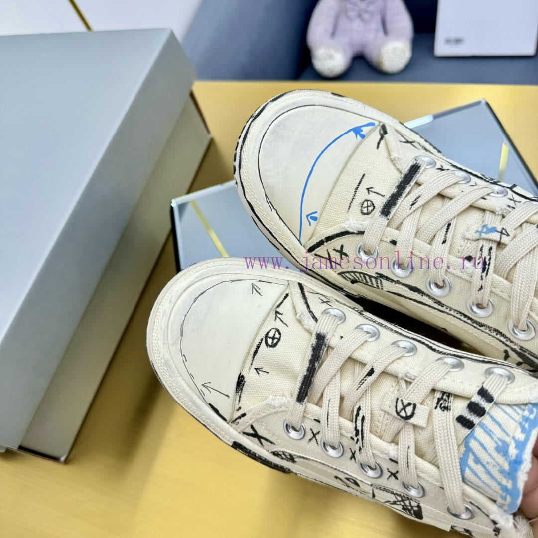 Graffiti Couple Style - BALENCIAGABalenciaga Half Dragged Vintage Casual Shoes Board Shoes New 5gt77vbq - Image 7
