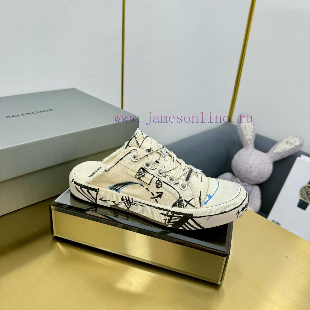 Graffiti Couple Style - BALENCIAGABalenciaga Half Dragged Vintage Casual Shoes Board Shoes New 5gt77vbq - Image 12