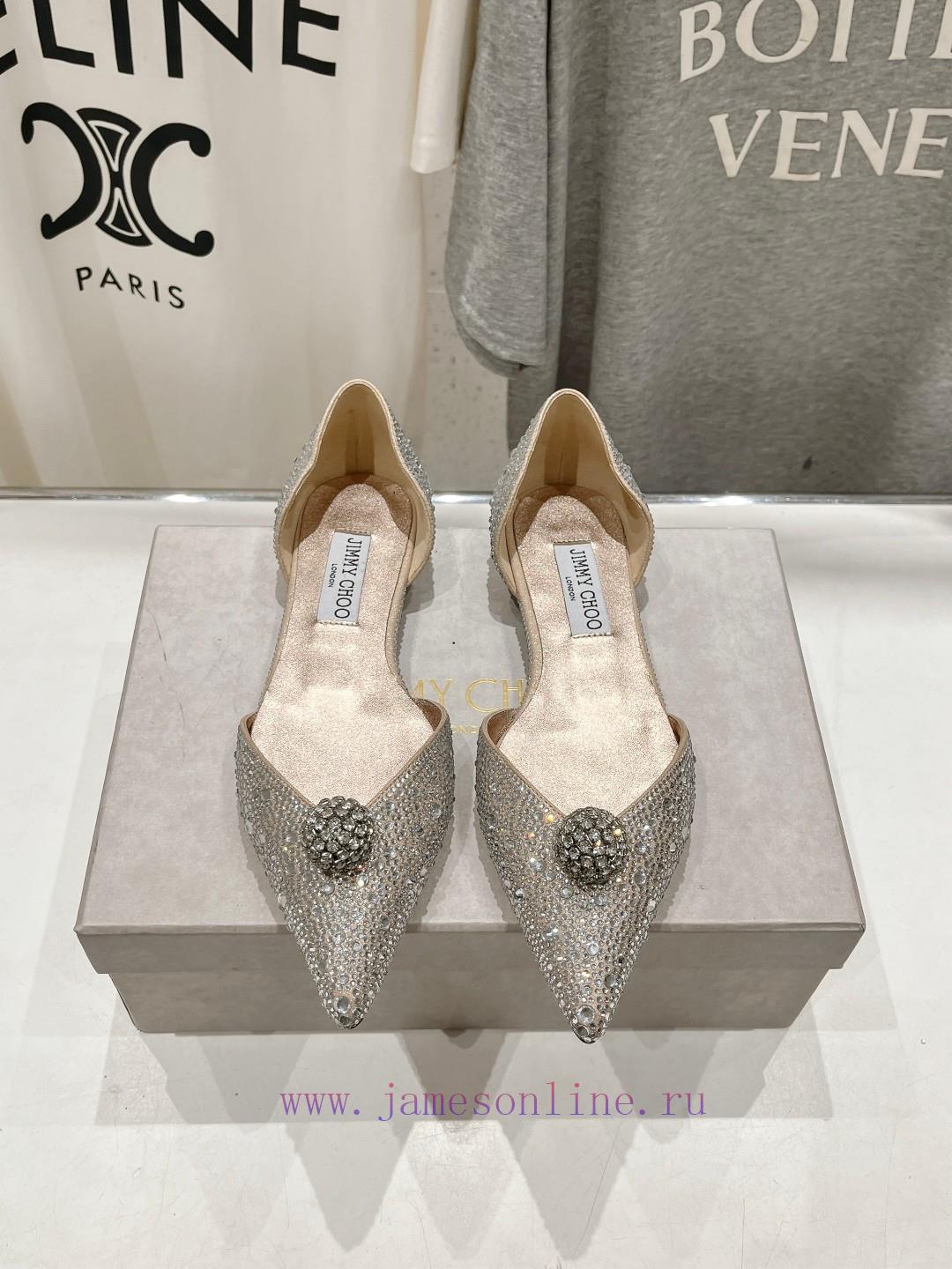 Jimmy CHO Hollow JC/Jimmy Zhou 2024 Summer New Style Simple Pointed Flat Shoes Single ShoesOrig 3jy0l3k9
