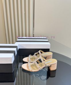 2024 New AQUAZZURA PineappleWater Diamond Gourd And Decorative High Heels2024 Spring/Summer Wat zxdxnzcq