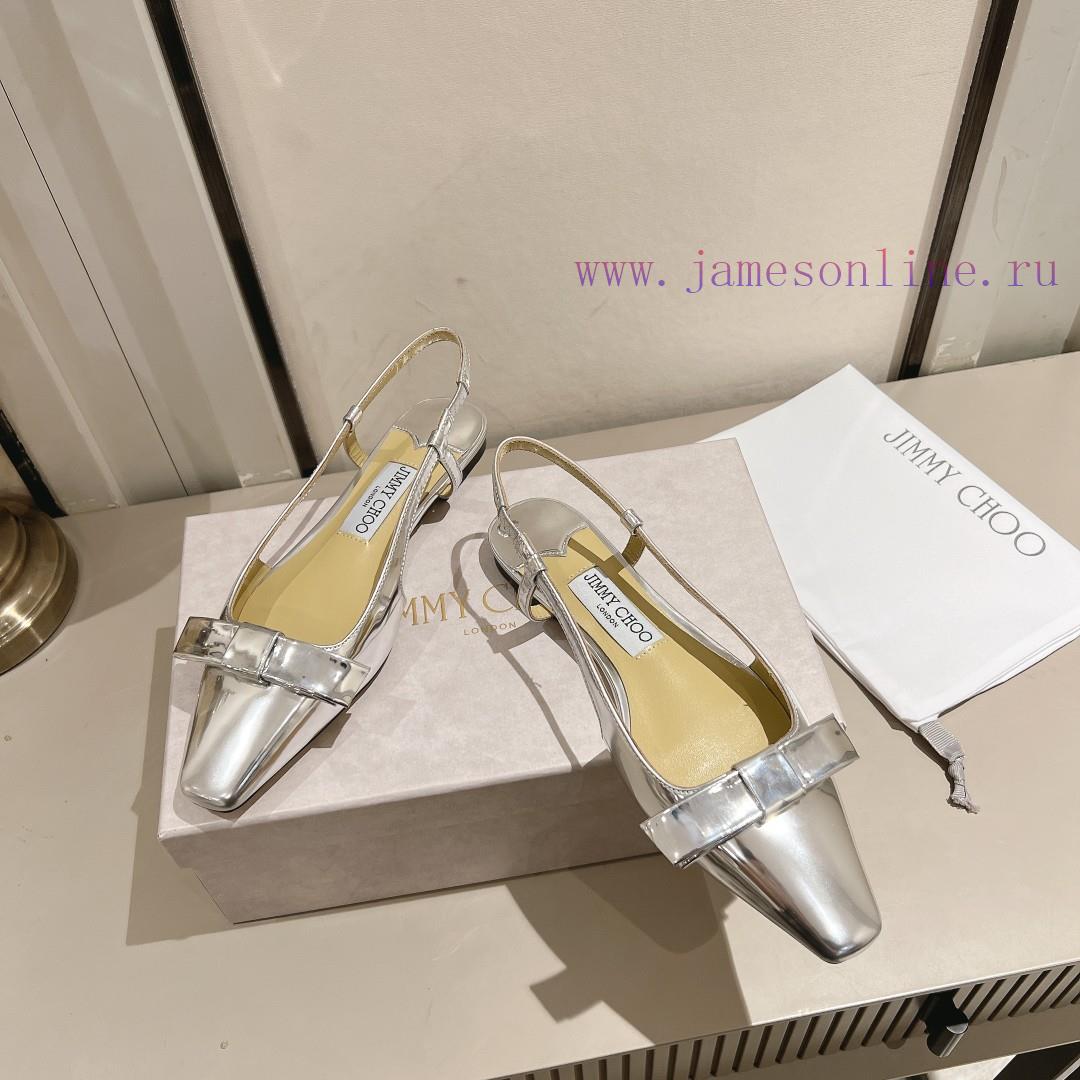 Jimmy Choo 2024 Spring/Autumn ADALEE Bow Leaky Heel Sandals Sling Back Strap Design Fashionable qym32b6b - Image 3