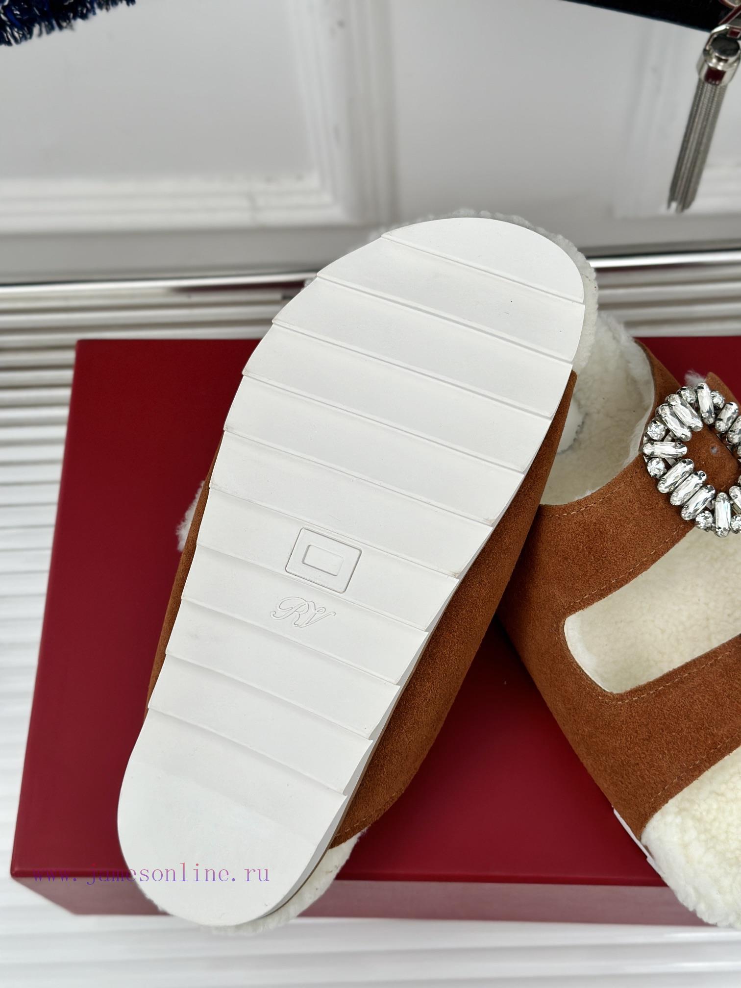 Top VersionRoger Vivier | RV Double Diamond Button Hairy SlippersA Pair Of Easy To Wear Slipper mxnxz9c9 - Image 10