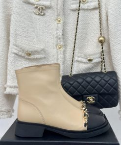 Chanel | Chanel 24P Autumn/Winter New ProductDouble C Metal Chain Color Blocked Short BootsCome 0eo6lzmt