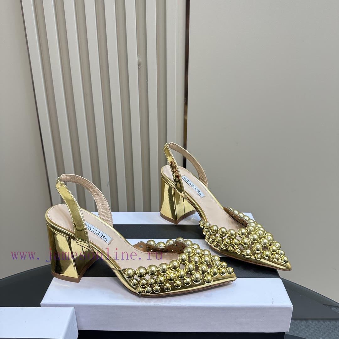Aquazzura2024 New Sandal Purchasing Quality. These Pointed And Rough High-heeled Hand Beaded De cksu36i1 - Image 4