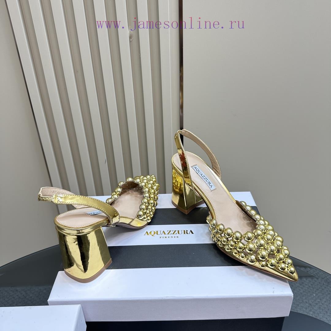 Aquazzura2024 New Sandal Purchasing Quality. These Pointed And Rough High-heeled Hand Beaded De cksu36i1 - Image 5