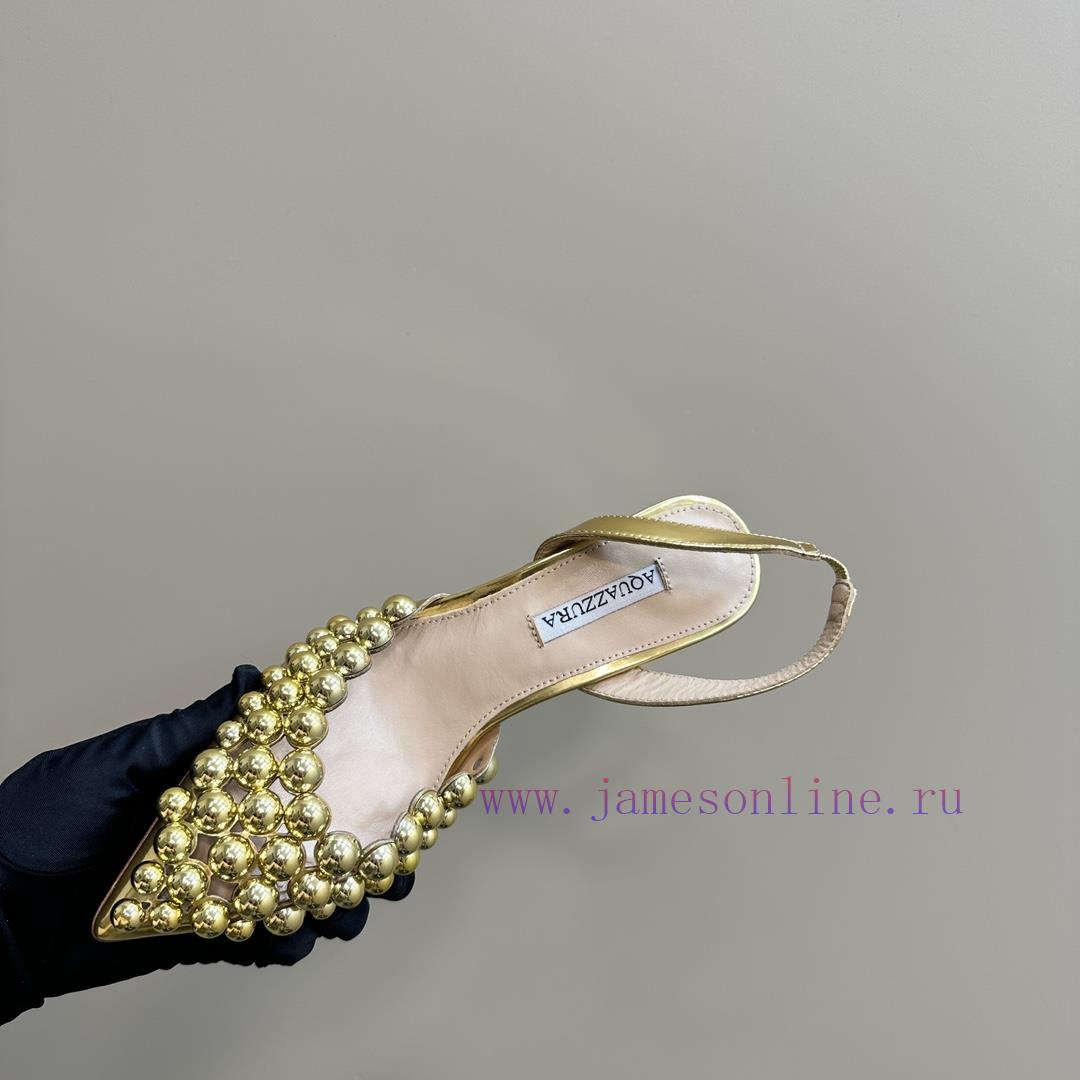 Aquazzura2024 New Sandal Purchasing Quality. These Pointed And Rough High-heeled Hand Beaded De cksu36i1 - Image 8
