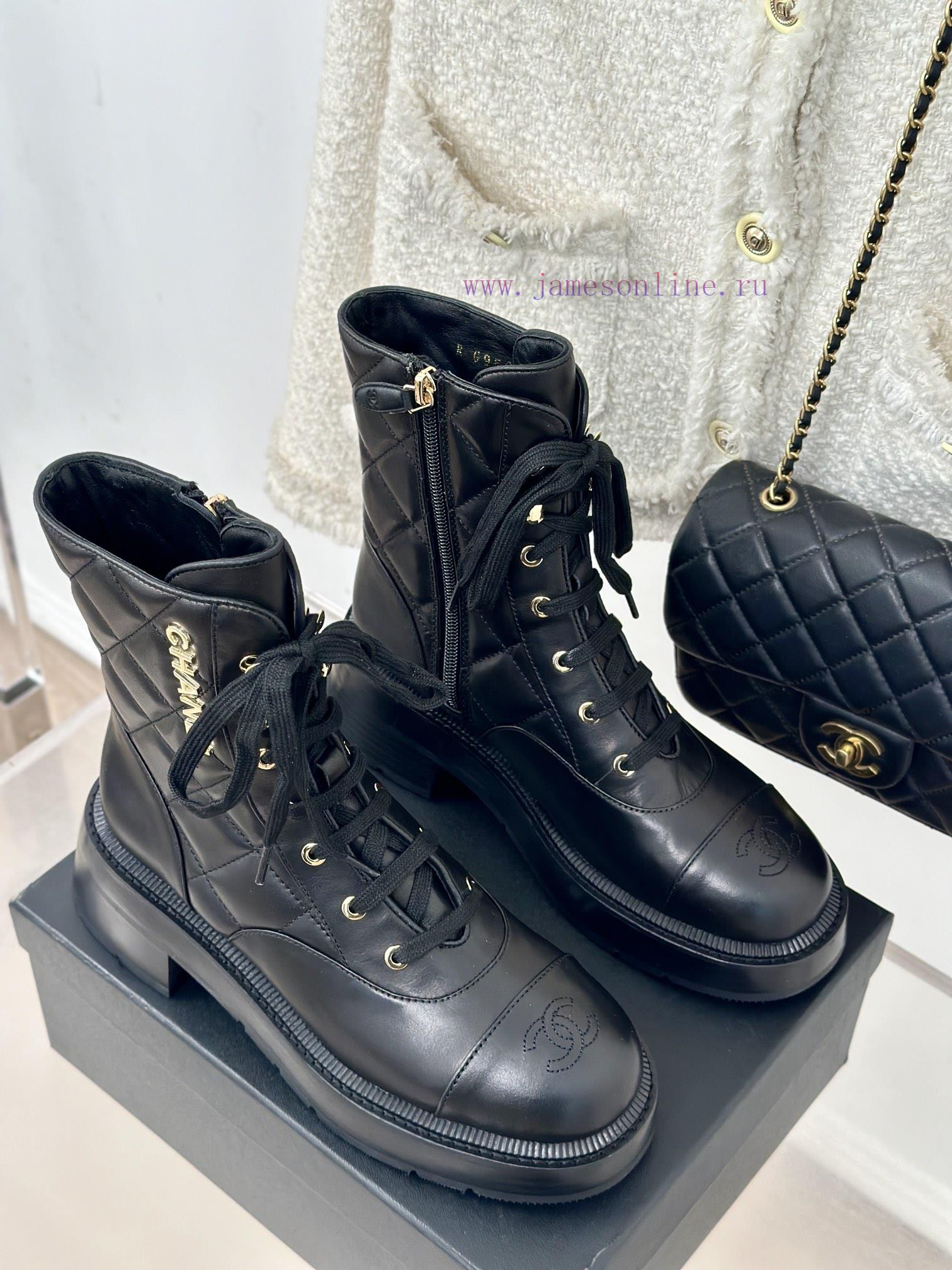 Chanel | Chanel Classic Autumn/Winter Double C Diamond Grid Letter Thick Heel Short BootsThe Ev fdfe55nn - Image 5