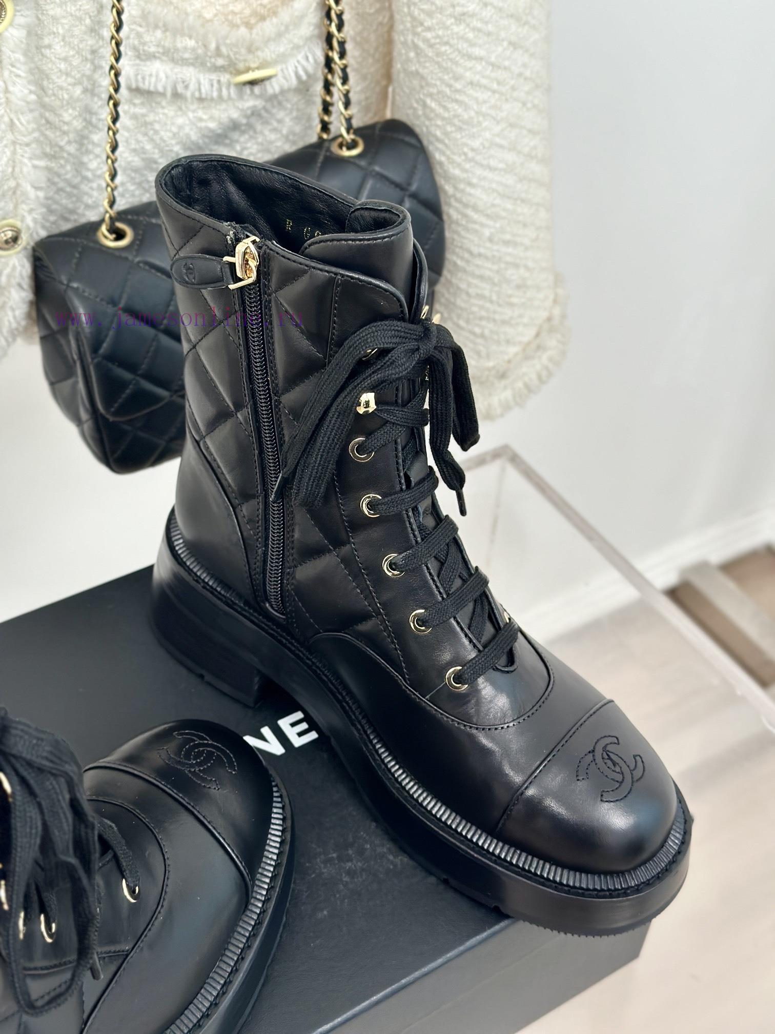 Chanel | Chanel Classic Autumn/Winter Double C Diamond Grid Letter Thick Heel Short BootsThe Ev fdfe55nn - Image 6