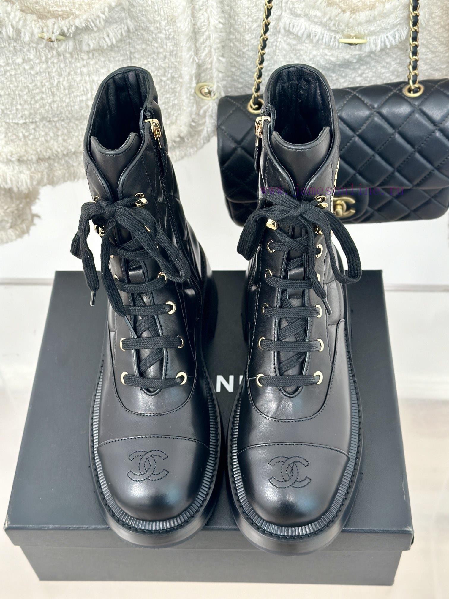 Chanel | Chanel Classic Autumn/Winter Double C Diamond Grid Letter Thick Heel Short BootsThe Ev fdfe55nn - Image 7