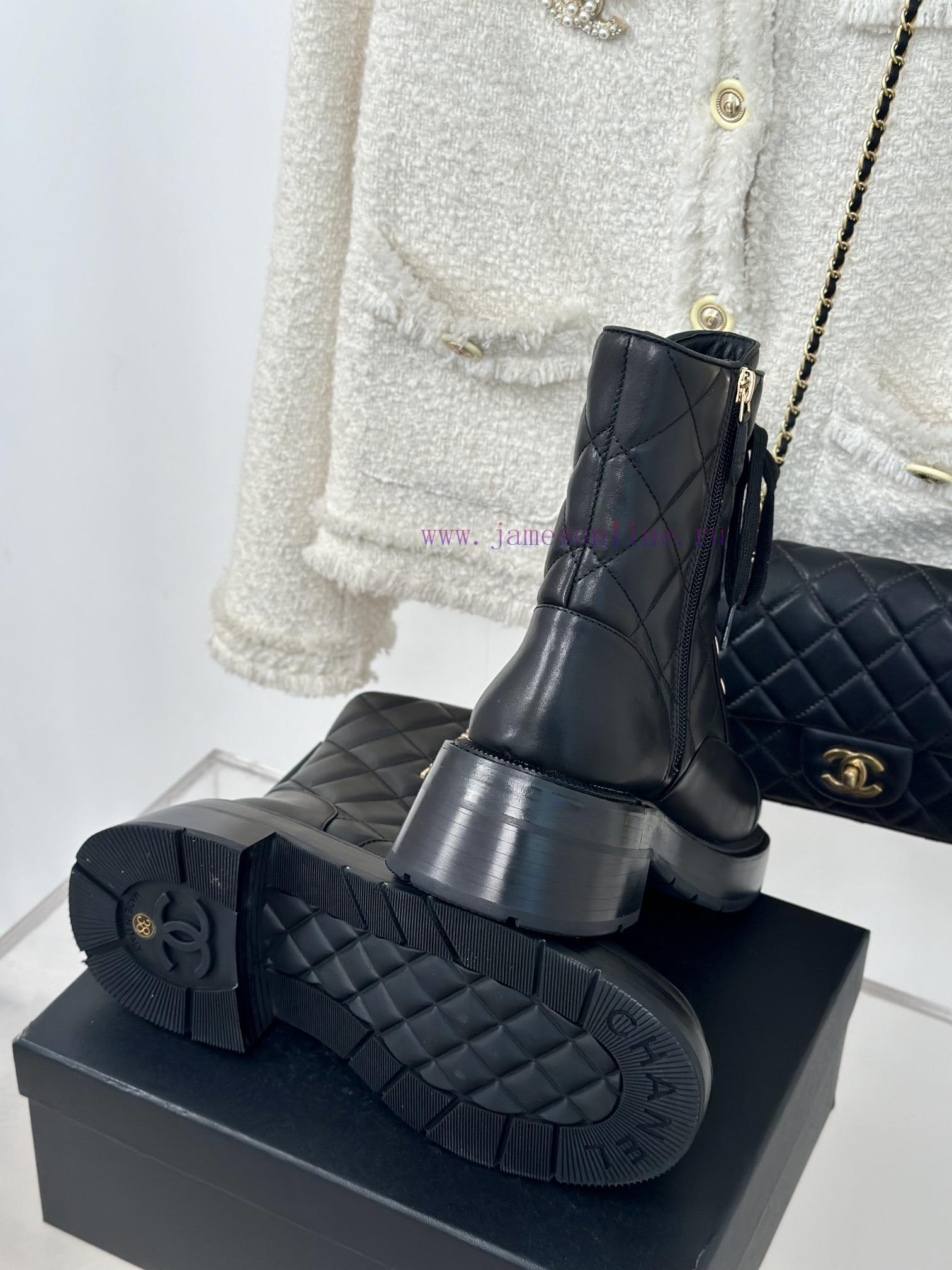 Chanel | Chanel Classic Autumn/Winter Double C Diamond Grid Letter Thick Heel Short BootsThe Ev fdfe55nn - Image 10