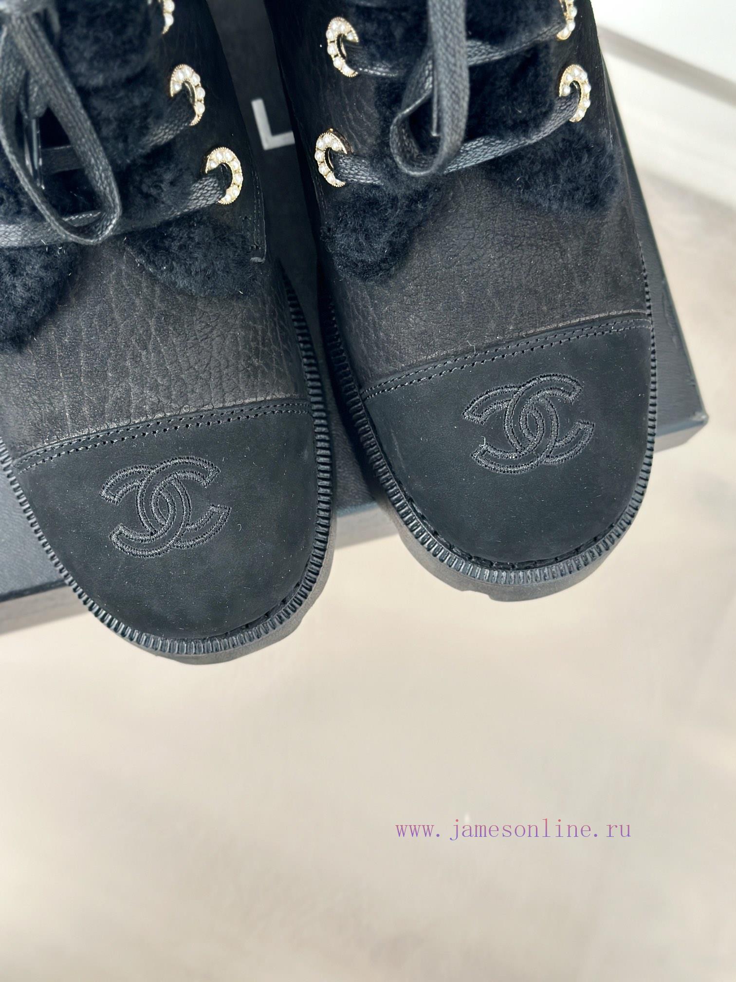 Chanel | Chanel 24K Autumn/Winter New ProductsColor Blocked Lace Up Snow Boots Martin BootsThis gc9jxjp9 - Image 8