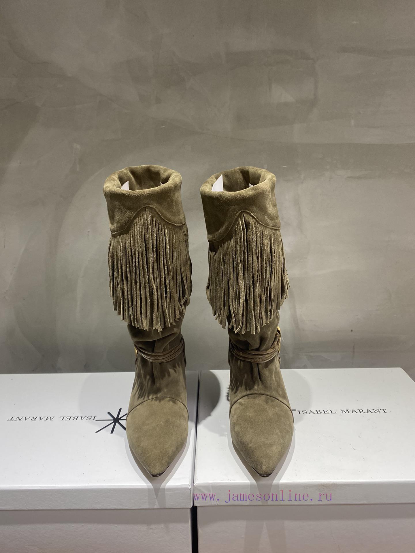 ISABEL MARANT Autumn/Winter Retro Pointed Heterosexual Heel Boots Short BootsWestern Style Bare 5duzap4o - Image 4