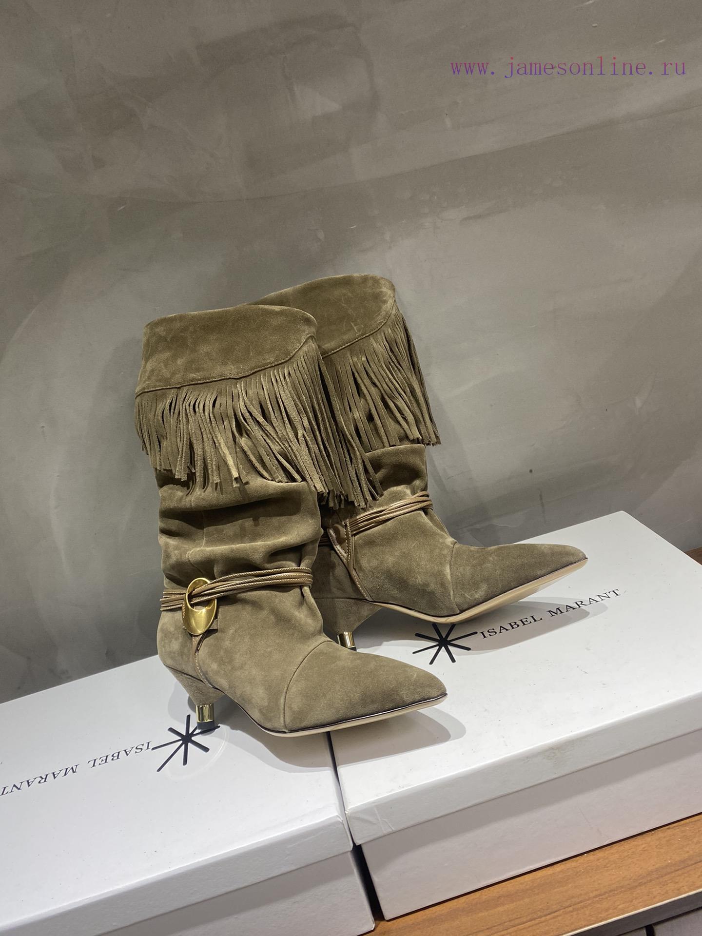 ISABEL MARANT Autumn/Winter Retro Pointed Heterosexual Heel Boots Short BootsWestern Style Bare 5duzap4o - Image 5