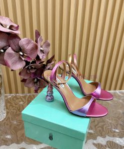 Aquazzura2024 New Top Pineapple Women's Hollow High Heel Sandals Original 1:1 Open Mold Heel Wi 2hq8sik3