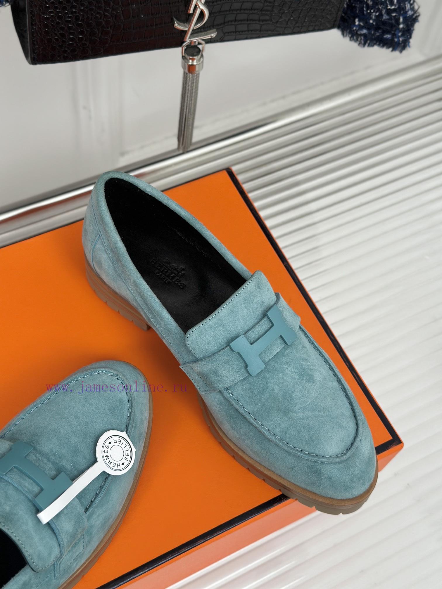 Top VersionHermes Classic H-Button LoafersSuper Versatile Shoe Design With A Delicate And Well jj582s8c - Image 6