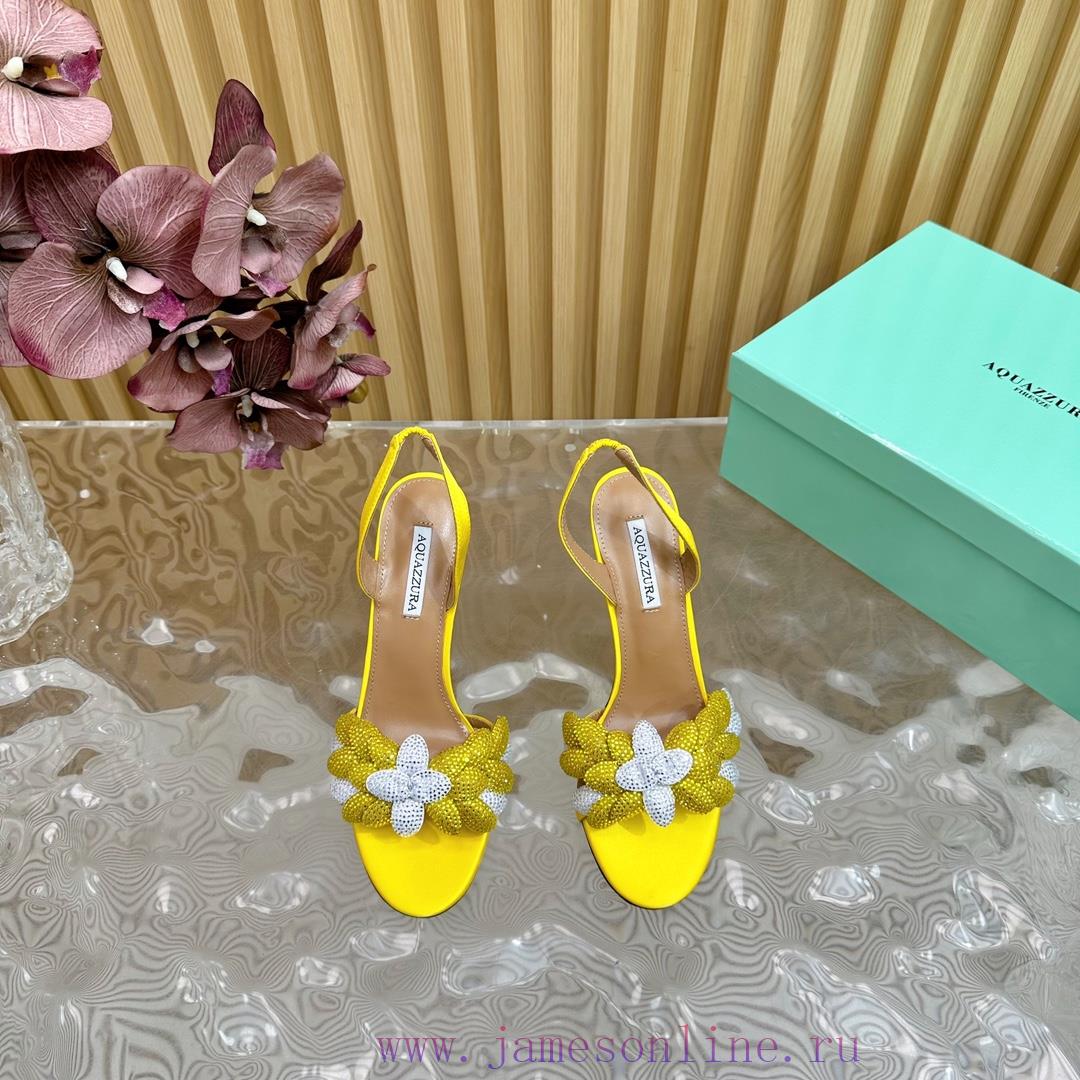 Aquazzura 2024 New Top Pineapple Women's Flower High Heel Sandals Original 1:1 Open Model Heel 93ecnd71 - Image 5
