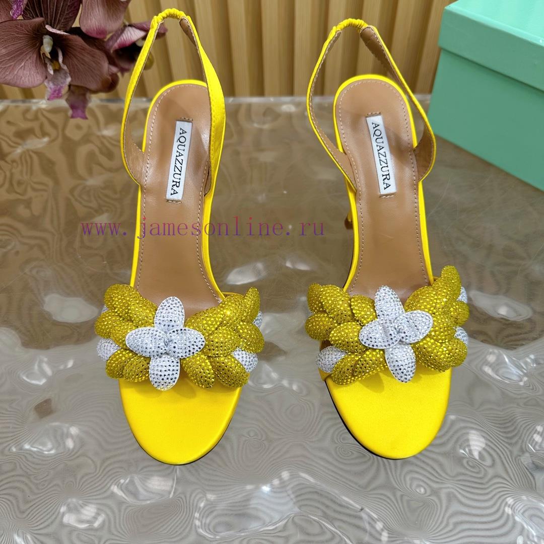 Aquazzura 2024 New Top Pineapple Women's Flower High Heel Sandals Original 1:1 Open Model Heel 93ecnd71 - Image 6