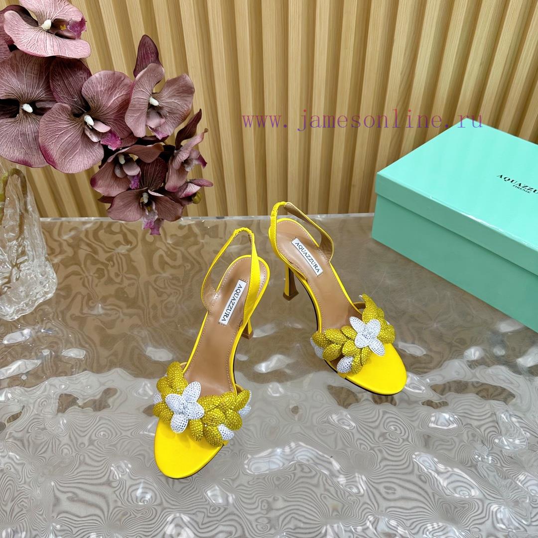 Aquazzura 2024 New Top Pineapple Women's Flower High Heel Sandals Original 1:1 Open Model Heel 93ecnd71 - Image 7