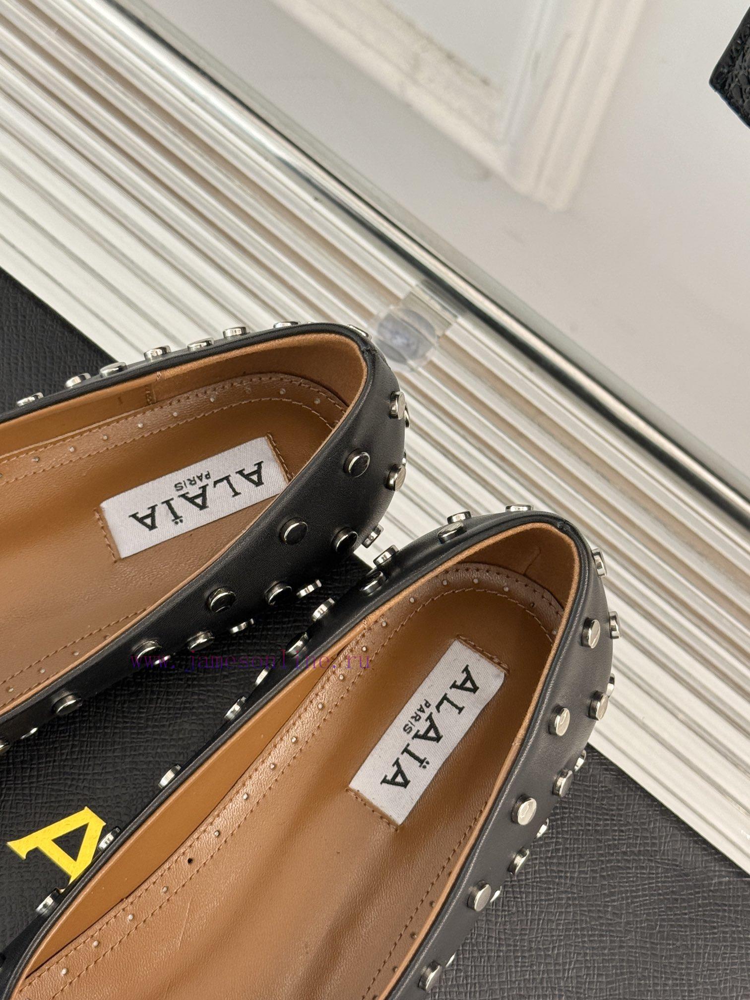 AlAIA | AlAIA 25ss Early Spring New ProductRivet Metal Head Flat Bottomed Single ShoeThis Seaso a4ape1i1 - Image 9