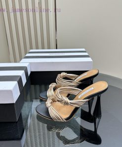 Aquazzura2025 New Top Pineapple Women's Twisted Flower Weaving Slippers High Heel Sandals Origi w8mixfuh