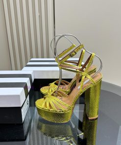 Aquazzura2025 New Top Pineapple Women's Crystal Twisted Flower Water Platform High Heel Sandals go155dan