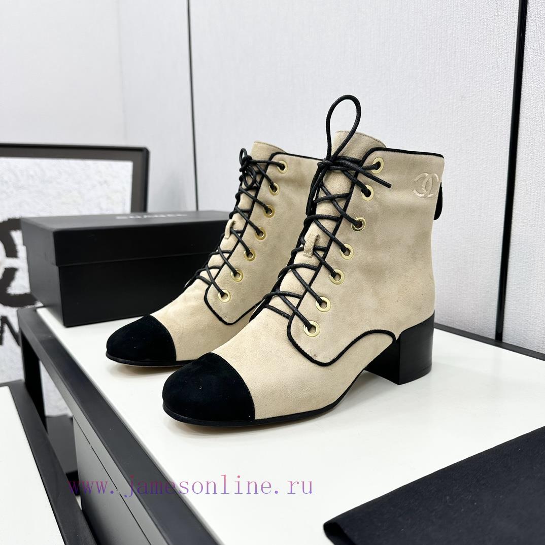 Chanel | Chanel 24B New ProductDouble C Color Blocked Thick Heel Short BootsThe Shoe Upper Is M r0ajbe1l - Image 4
