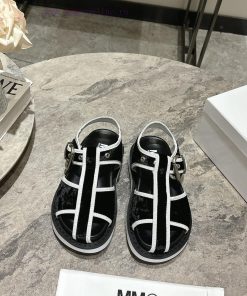 MM6 Thick Soled Roman Sandals With Imported Cowhide/velvet Upper And Sheepskin Lining Original yrq86x7q