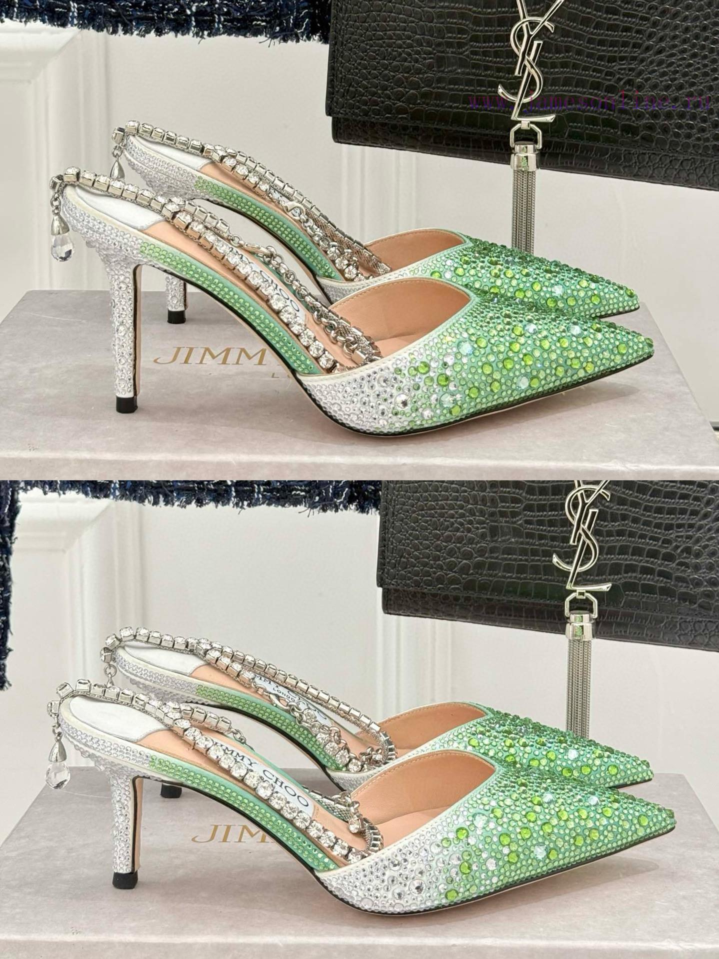 Jimmy Zhou's Classic Diamond Chain Pointed Crystal High-heeled SandalsSuperb Crystal Shoes Are p0etv10a - Image 2