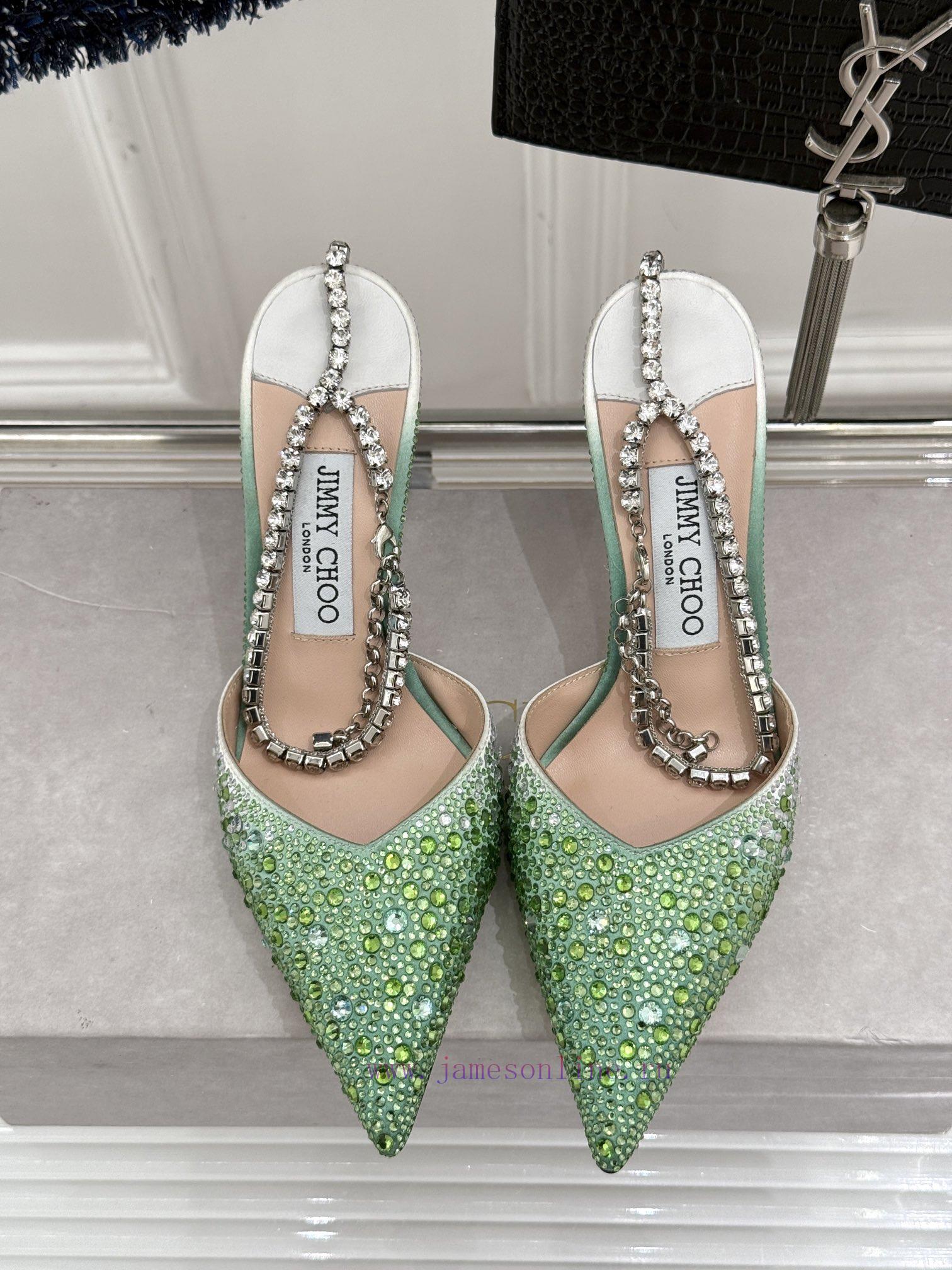 Jimmy Zhou's Classic Diamond Chain Pointed Crystal High-heeled SandalsSuperb Crystal Shoes Are p0etv10a - Image 5