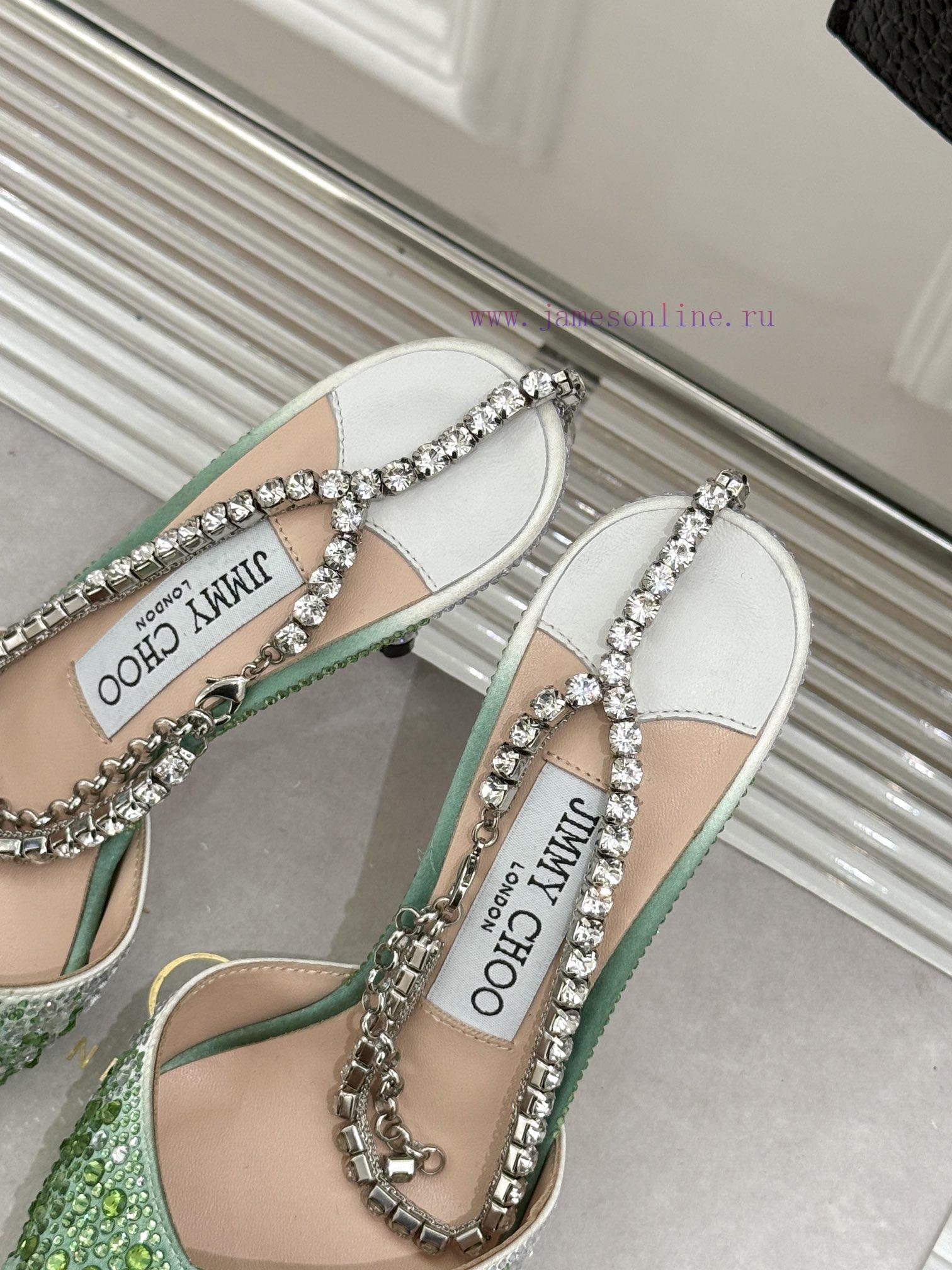 Jimmy Zhou's Classic Diamond Chain Pointed Crystal High-heeled SandalsSuperb Crystal Shoes Are p0etv10a - Image 9