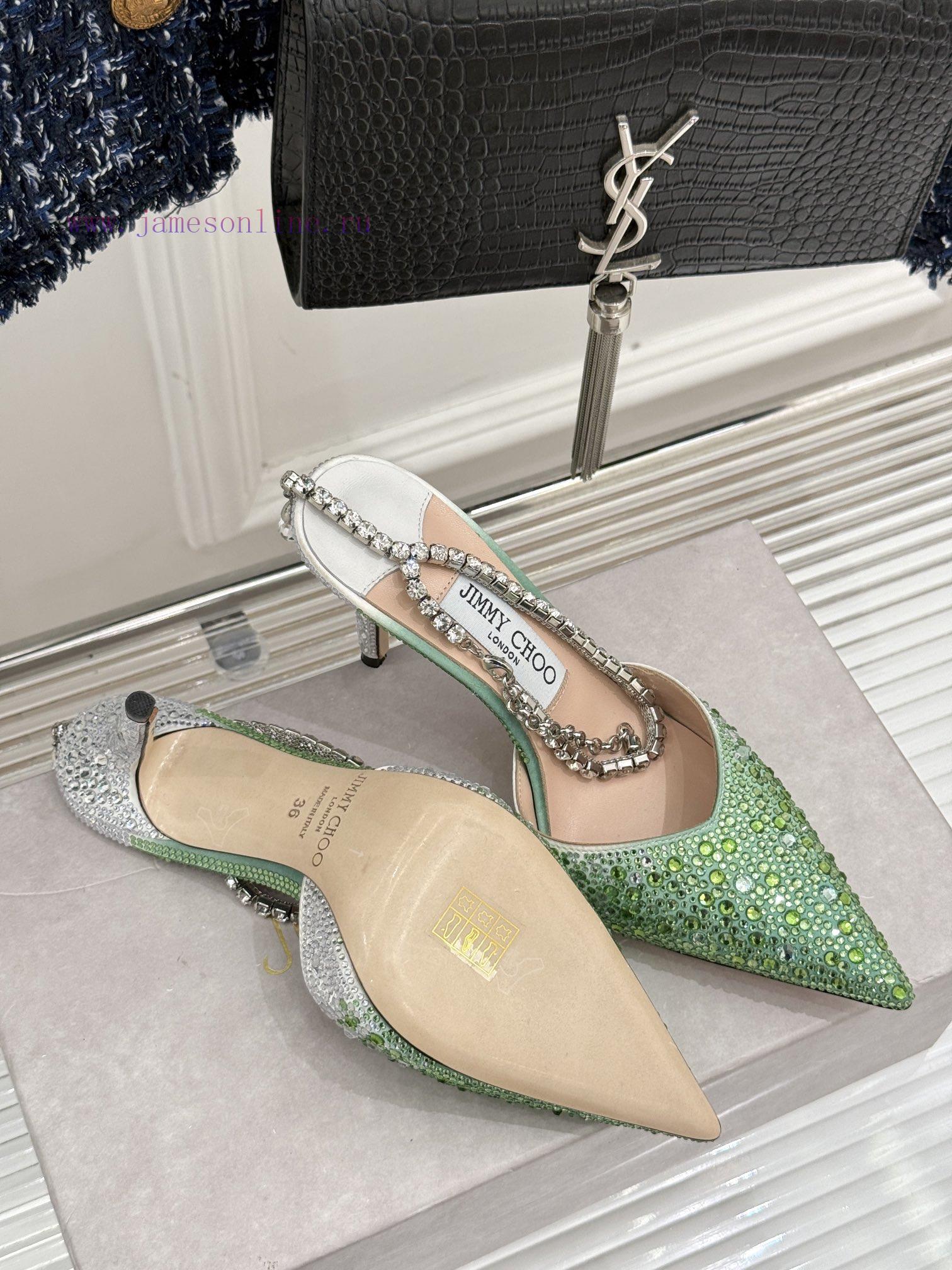 Jimmy Zhou's Classic Diamond Chain Pointed Crystal High-heeled SandalsSuperb Crystal Shoes Are p0etv10a - Image 10
