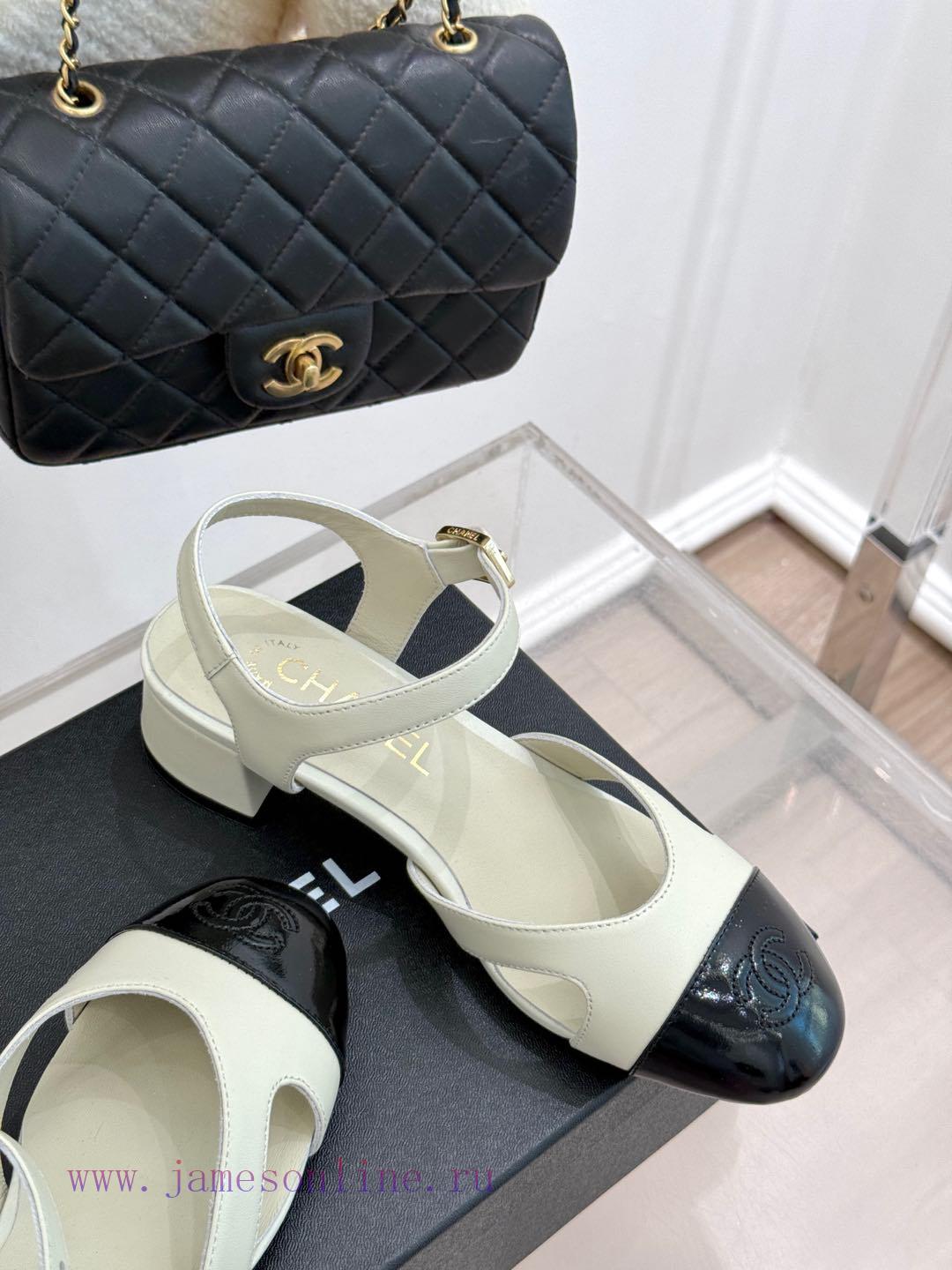 Chanel | Chanel 25C New ProductColor Blocked Dual C Thick Heel SandalsThe Shoe Upper Is Made Of coz5cnp5 - Image 6
