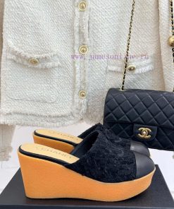 Chanel | Chanel 25C New ProductThick Heeled Double C Diamond Grid Thick Soled SlippersA Must-ha d47tat77